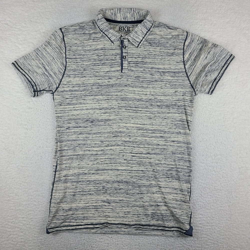 Buckle Polo Shirt Mens Large Blue Beige Heathered Lightweight BKE Short Sleeve